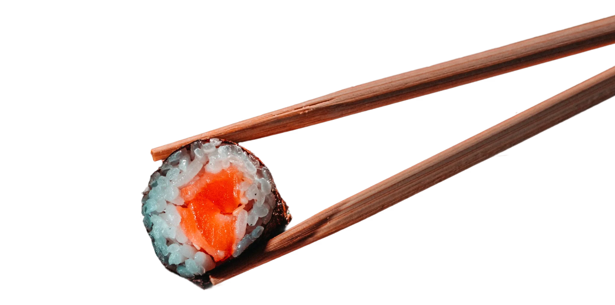 Maki de salmão segurado com hashis